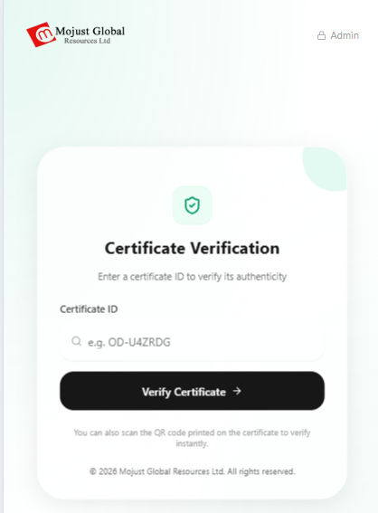 Mojust Certificates